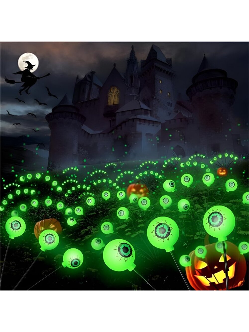 Halloween Decorations Outdoor Eyeball Lights, Solar Powered 2PACKS 12LED Swaying